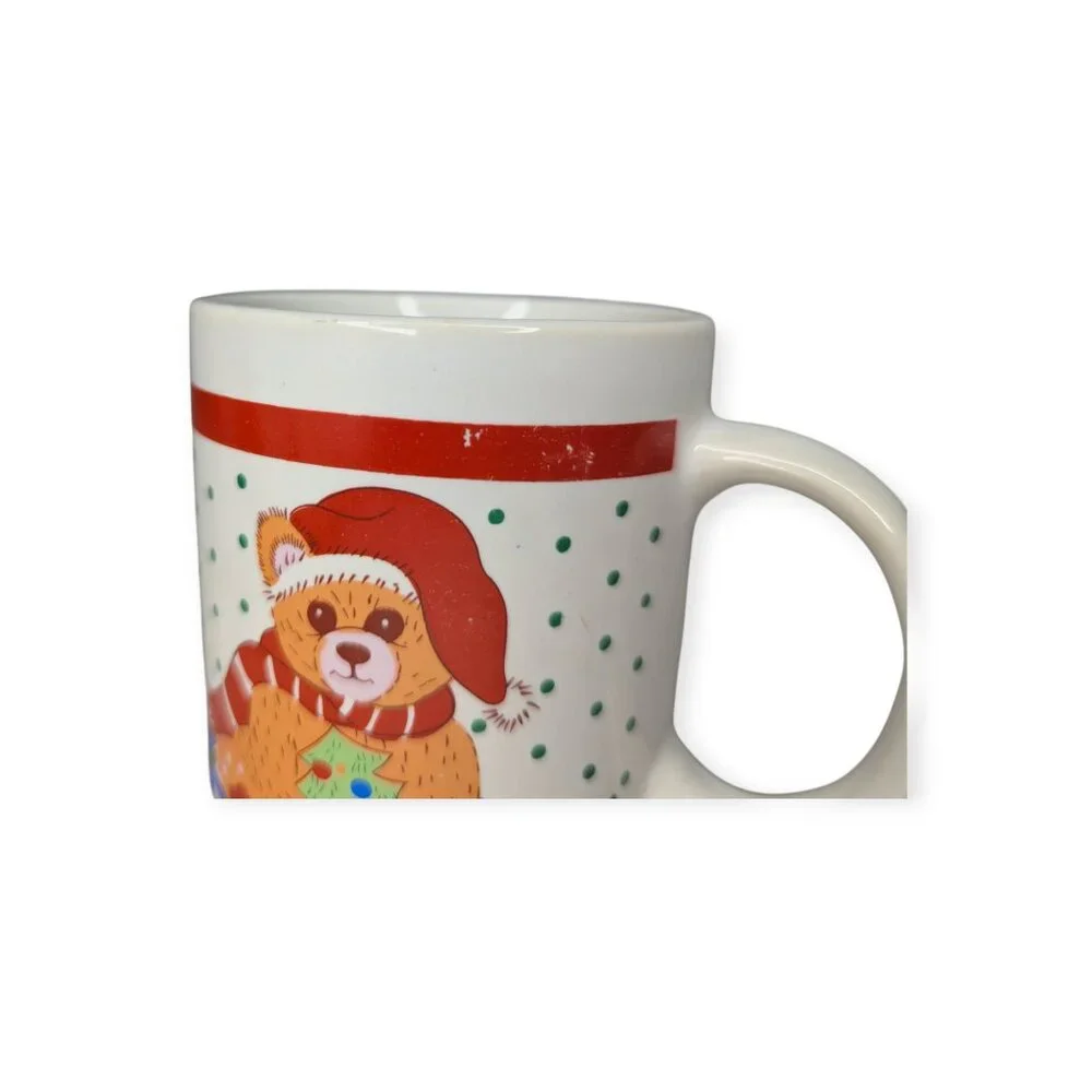 Holiday Coffee Mug Christmas Holiday Tree Teddy Bear Mug Cup 10 oz.